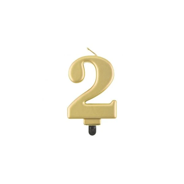 Tårtljus siffra 2 metallisk guld 8,0 cm PF-SCZ2 by Godan color Svart