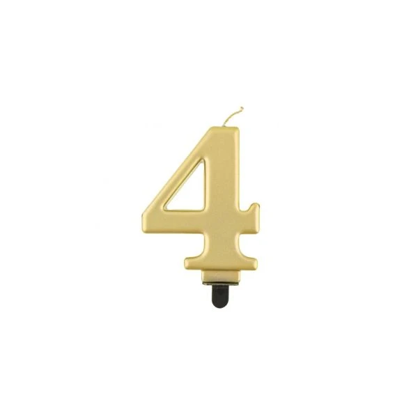Födelsedagsljus tal 4 metalliskt guld 8.0 cm PF-SCZ4 by Godan color Svart
