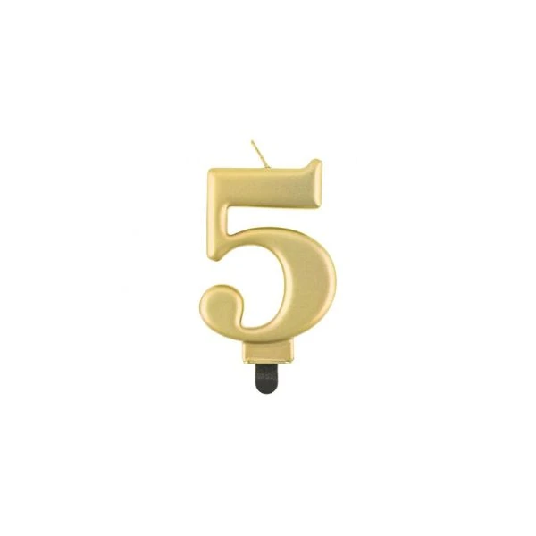 Födelsedagsljus B&C siffra 5 metalliskt guld 8,0 cm PF-SCZ5 by Godan color Svart