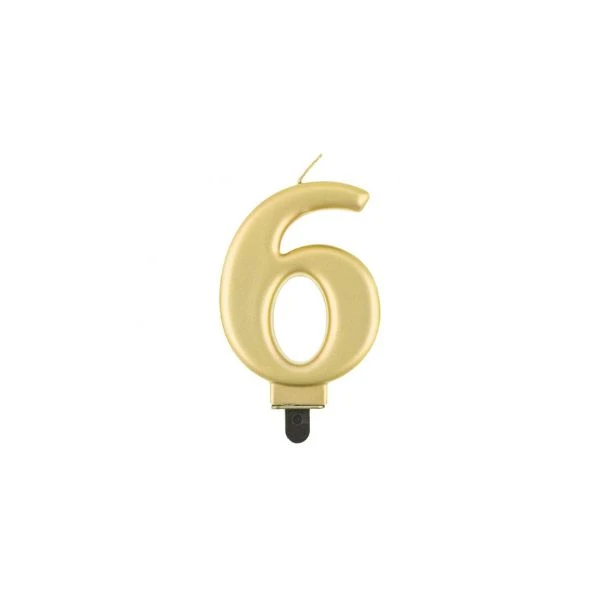 Tårtljus siffra 6 metalliskt guld 8,0 cm PF-SCZ6 by Godan color Svart
