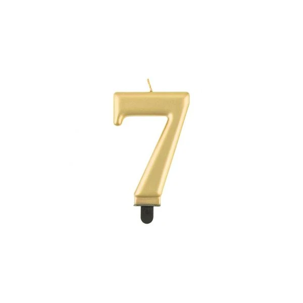 Födelsedagsljus siffra 7 metalliskt guld 8.0 cm PF-SCZ7 by Godan color Svart