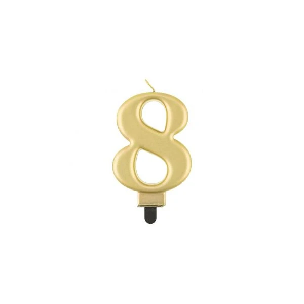 Födelsedagsljus siffra 8 metallic guld 8.0 cm PF-SCZ8 by Godan color Svart