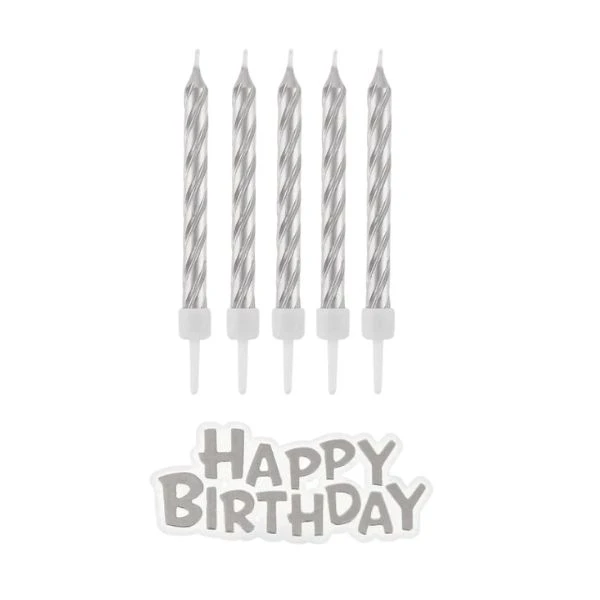 Födelsedagsljus B&C Happy Birthday silver 16 st SF-HBSR by Godan color Svart