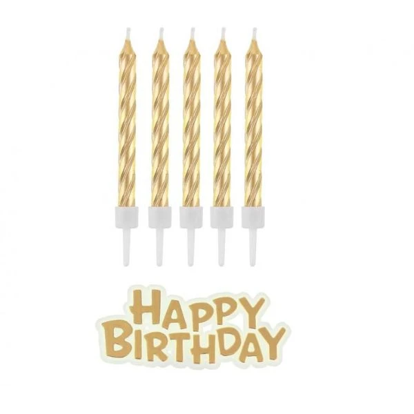 Födelsedagsljus B&C Happy Birthday guld 16 st SF-HBZL by Godan color Svart