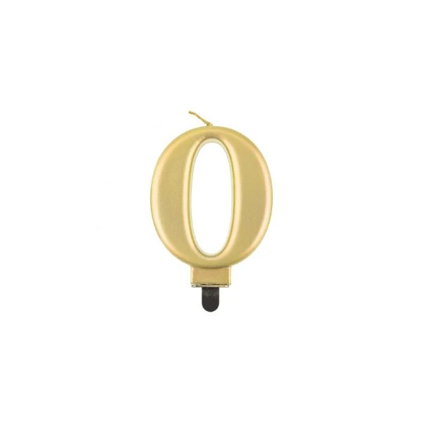 Födelsedagsljus tal 0 metalliskt guld 8.0 cm PF-SCZ0 by Godan color Svart