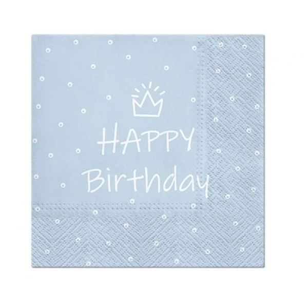 Servetter PAW Special Day Design ljusblå 33 x 33 cm 20-pack SDL300305 by Godan color Svart