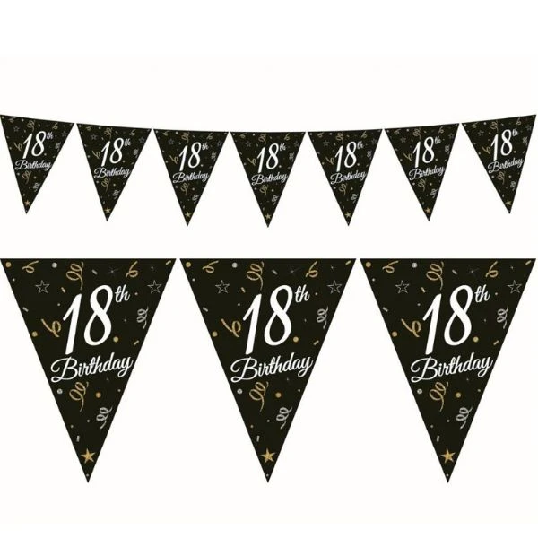 18 års pappersgirlang med flaggor  28 x 270 cm GP-GF18 by Godan color Svart