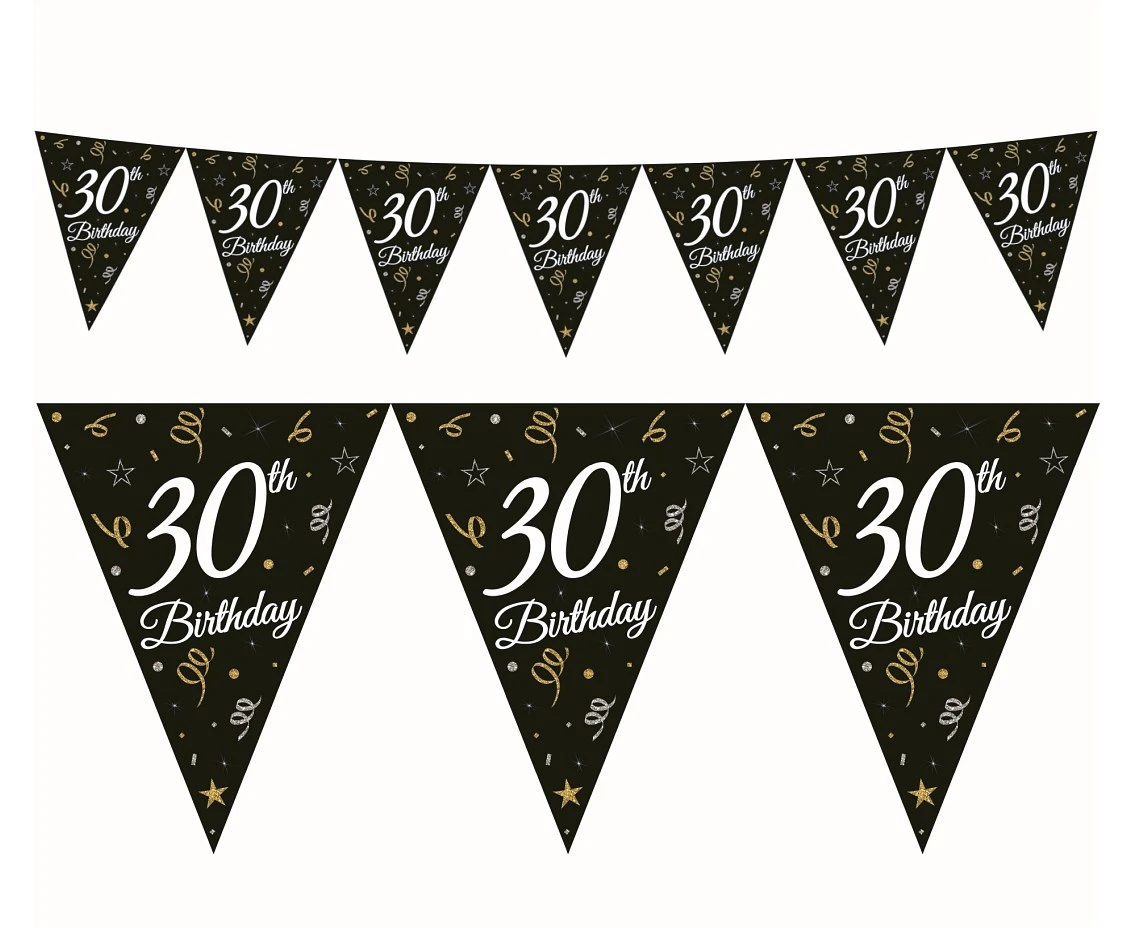 Beauty&Charm pappersgirland med vimplar "30" 28 x 270 cm GP-GF30 by Godan color Svart
