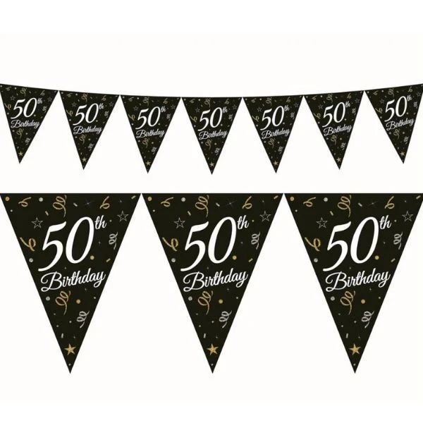 Beauty&Charm pappersgirland med vimplar "50" 28 x 270 cm GP-GF50 by Godan color Svart