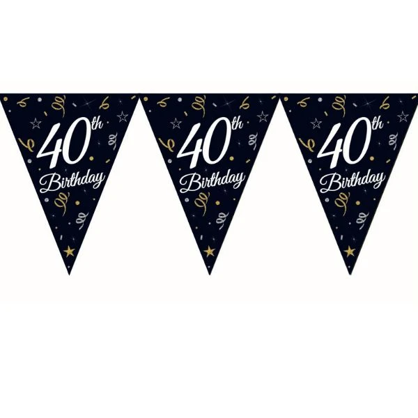 Beauty&Charm pappersgirland med vimplar "40" 28 x 270 cm GP-GF40 by Godan color Svart
