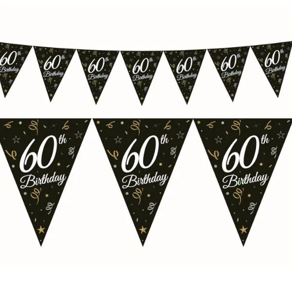 Beauty&Charm pappersgirlang med flaggor "60" 28 x 270 cm GP-GF60 by Godan color Svart