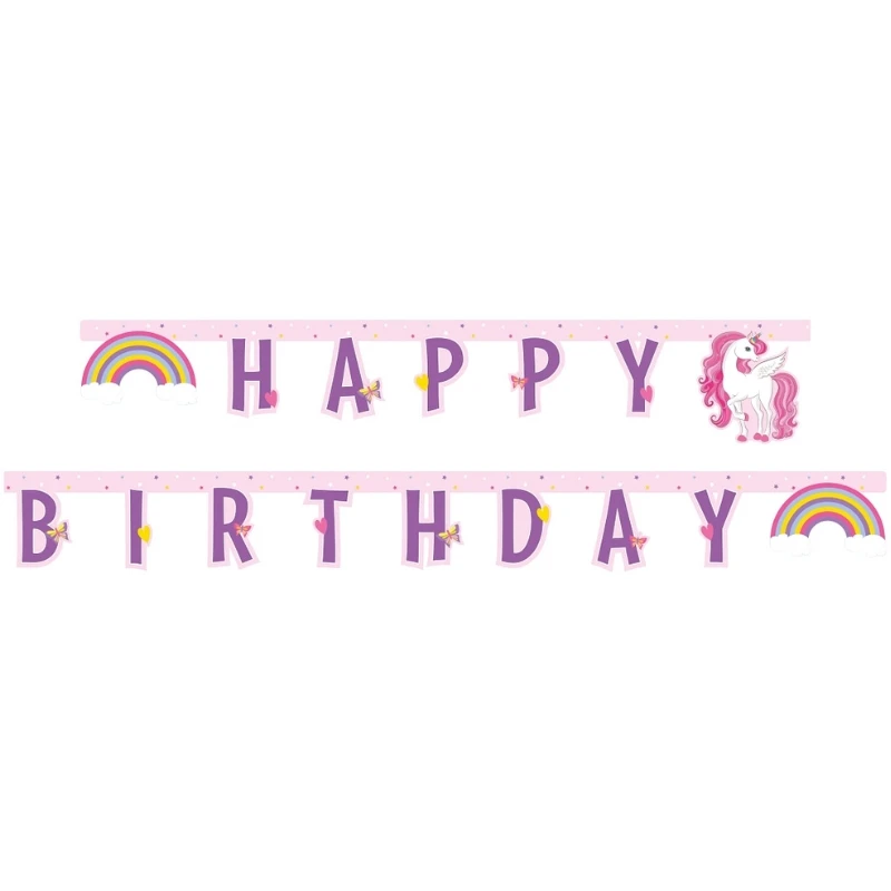 Happy Birthday enhörningsbanner 93763 by Godan color Svart