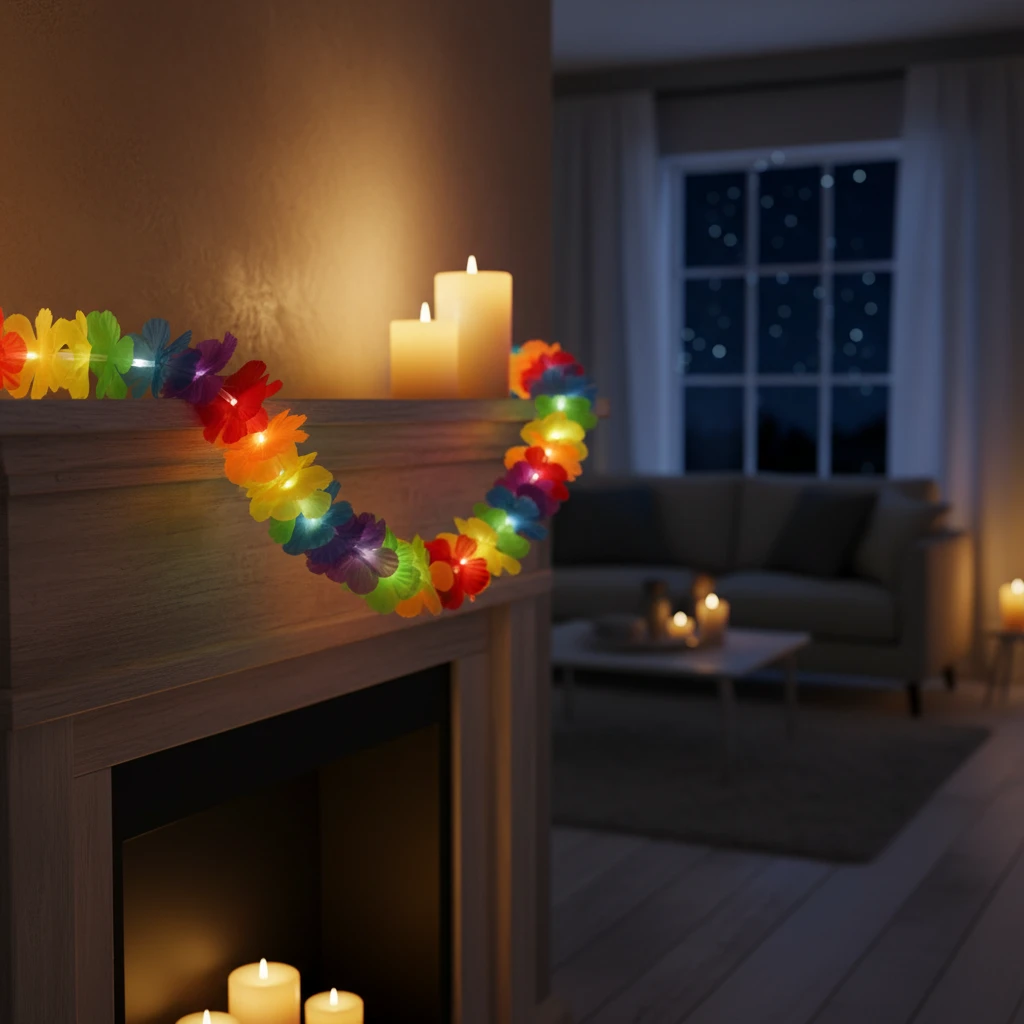 Blomsterkrans med LED-belysning, 1 meter 491021620 by Koop color Svart