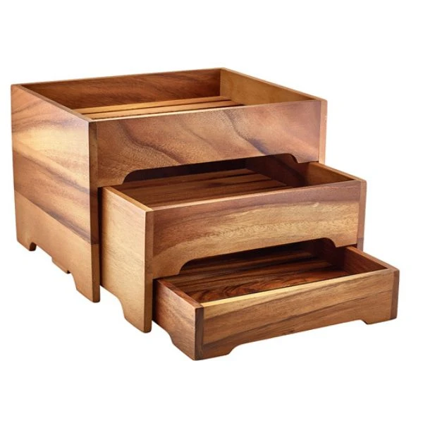 GenWare Displayställ i akaciaträ 3 våningar GN 1/2 RSR-WDS12 by Genware color Svart