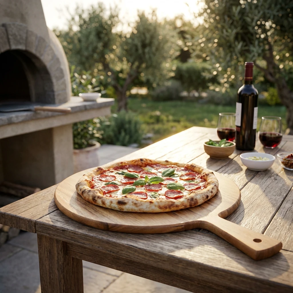 Pizzabräda i Akaciaträ - GenWare 36cm Dia WPB36 by Genware color Trä