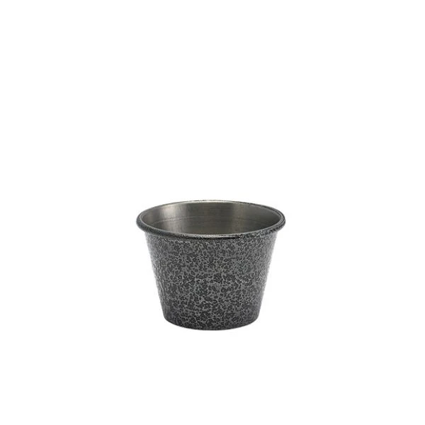 2,5 oz ramekin i rostfritt stål hamrat silver Genware RAMH2S by Genware color Svart