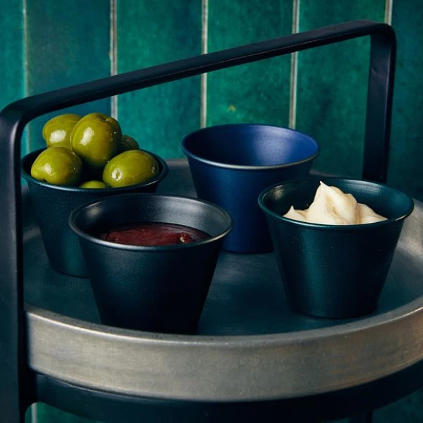 Metallic Blue Ramekin 71 ml från GenWare RAMST2MTBL by Genware color Svart