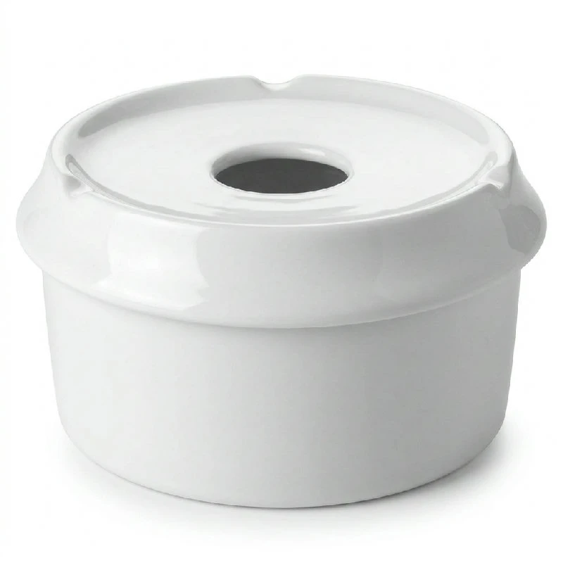 Askfat med lock i vitt porslin Ø10,5 cm 5010324  color Svart