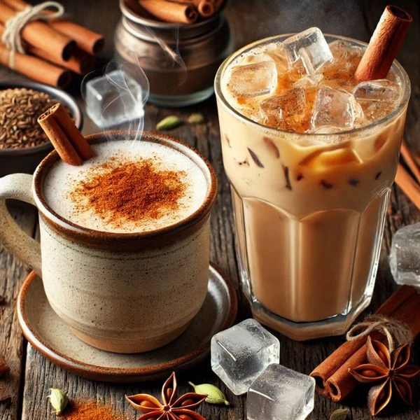 Varm och kall chai latte